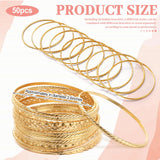 Loetere 50 Pcs Gold Bangle Bracelets Set for Women Diameter 2.6 Inches/ 6.7 cm Boho Stackable Textured Bracelets Indian Chunky Multi Layer Bangles Gold Jewelry for Women Wedding Gift