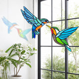 2 Packs Hummingbird Stained Glass Window,Real Handmade Stained Glass Window Hanging,Hummingbird Ornament,Suncatchers Decor for Women Mom Grandma Bird Lovers