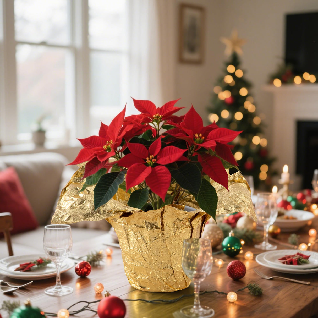 Adnee 2 Roll 10 Yard Floral Foil Plant Pot Covers,Matte Texture Christmas Plant Pot Foil,Golden Floral Pot Wrapping Paper for Christmas Home Flower Pot DIY decor