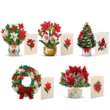 Freshcut Paper Pop Up Cards, Holiday Collection, 6 inch Mini Sized Paper Flower Bouquet 3D Popup Greeting Cards, Christmas Card, Holiday Card, Blank Notecards & Envelopes, Pack of 5