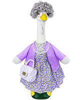 Ueyben Old Lady Porch Goose Outfits, 100 Days Grandma Wigs with Goose Clothes for 23" Lawn Cement Plastic Geese Statues for Garden Yard Holiday Decoration