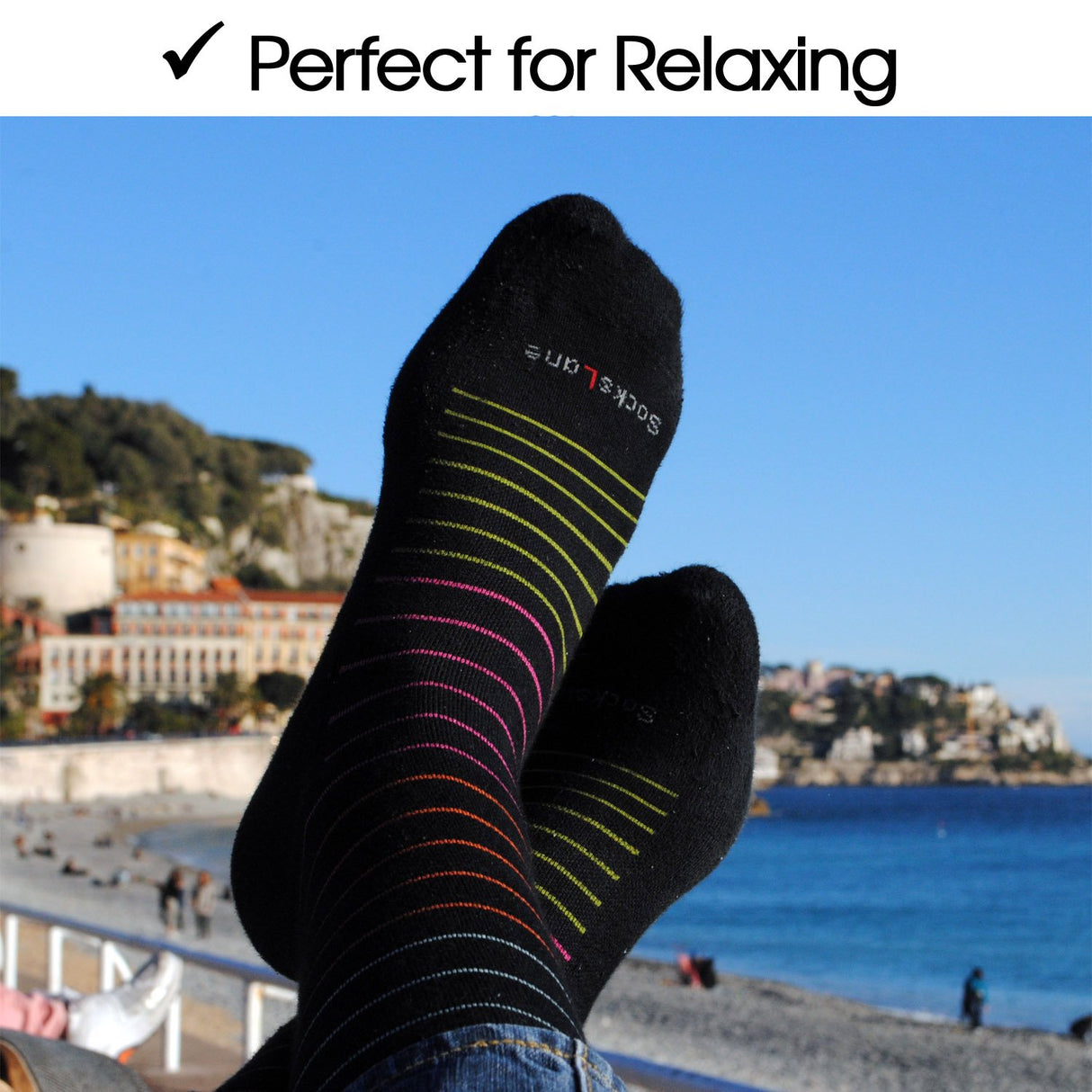 SocksLane Cotton Compression Socks for Women & Men. 15-20 mmHg Support Knee-High Nude Stripes S/M
