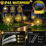 suddus Solar Garden Lights Outdoor Waterproof Decorative, 2Pack 150LED Firework Lights, Solar Fairy Lights for Yard, Garden, Party, Patio, Pathway, Flowerbed - Warm White