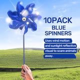 BATTIFE Reflective Pinwheels for Yard and Garden, Pre-Installed Sparkly Blind Birds Pin Wheel, Scare Birds & Animal Away Wind Spinner, 10 Pack (Blue)