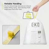 EKO 8 Gallon Trash Bags Drawstring 1.2 Mil - 100 Count White Medium Garbage Bags Unscented, 30 Liter Plastic Kitchen Trash Bags with Easy-Dispense, Code F-1