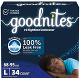 Goodnites Boys' Nighttime Bedwetting Underwear, Size Large (68-95 lbs), 34 Ct (2 Packs of 17), Packaging May Vary