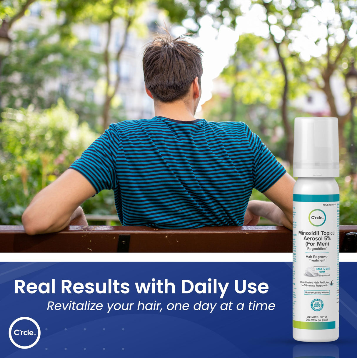 C’rcle Men's Minoxidil 5% Foam - 6 Month Supply - Helps Restore Vertex Hair Loss & Thinning Hair - Extra Strength Supports Hair Regrowth for Men, Unscented Hair Loss Treatments for Men