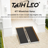 TaiH Leo Wheelchair Ramp 4 Feet, Portable Ramps for Wheelchairs for Home, 800LBS Capacity Folding Non-Slip Aluminum Handicap Ramp, Wheel Chair Ramp for Home Steps, Stairs, Doorways, Car, Curbs