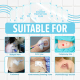JJ Care Shower Protector [Pack of 14], 9x9 Dialysis Catheter Shower Shileds Wound Cover, PICC Line Water Barrier, Colostomy Waterproof Bandage Protector, 2 Week Supply