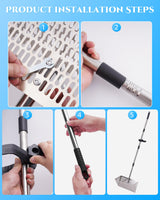 Sand Flea Rake 16" Wide - Detachable 54" Handle with Shark Tooth Screen - Steel Beach Rake for Fishing Bait, Shelling, Yard Cleaning