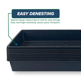 Living Whole Foods 5 Pack of Durable Black Plastic Growing Trays (Without Drain Holes) 21" X 11" X 2" - Flowers, Seedlings, Plants, Wheatgrass, Microgreens & More