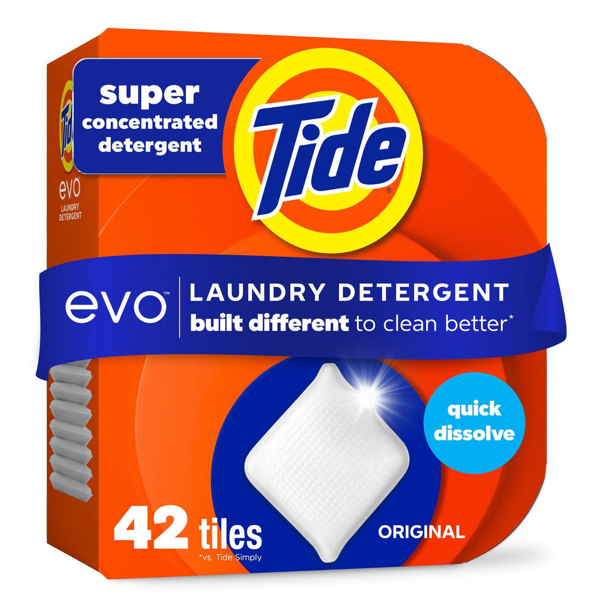 Tide evo Super Concentrated Laundry Detergent Tiles, Original Scent, 42 Count