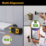 PREXISO 2-in-1 Stud Finder with Laser Level, Rechargeable Multi Surface Cross Line Laser & Wall Stud Scanners Tool for Hanging Frames & Picture, Wood Ac Wire Metal Studs Joist Pipe Detection