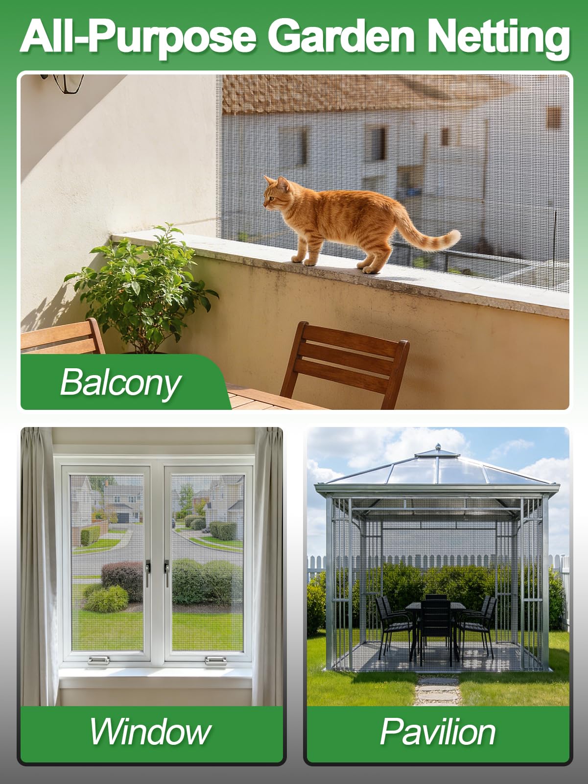 10x20ft PP Nanocomposite Garden Netting - Keep Bugs Out, Mosquito Net for Patio, Bird Barrier Mesh Screen for Balconies Outdoor Plants Vegetables Raised Beds, 33% Shade Rating