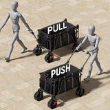 EVER ADVANCED Folding Push Wagon with Brakes, Portable Shopping Cart