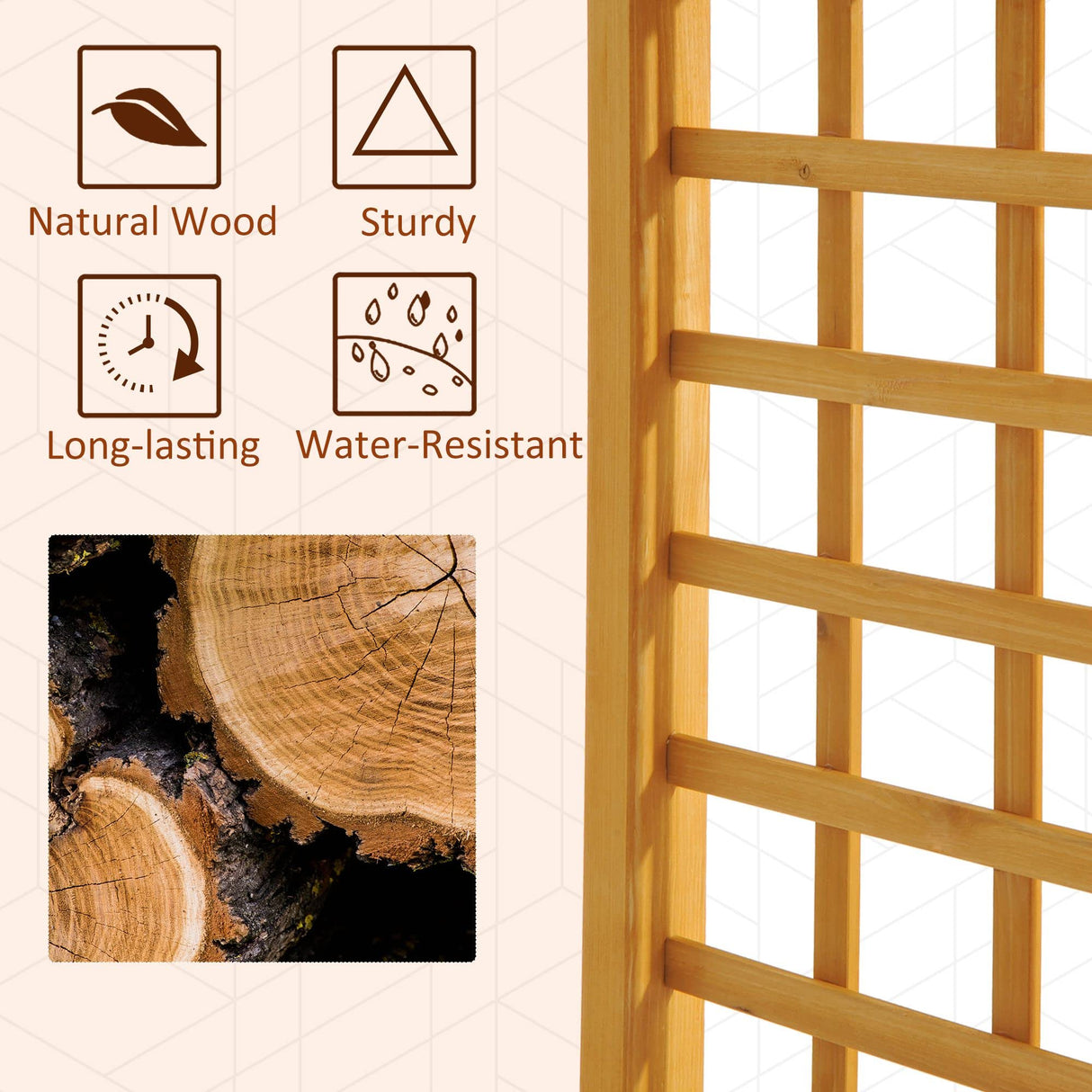 Outsunny 90in Wood Garden Arbor Arch with Trellis Wall Decor for Party