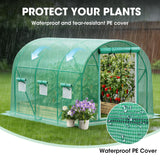 Grezone Walk-in Greenhouse Upgraded Green House with Dual Zippered Screen Doors & 6 Screen Windows Heavy Duty Plastic Plant Warm House with Reinforced Frame (10x7x7 FT)