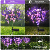 Solar Garden Lights Outdoor, 2 Pack Purple Lavender Solar Butterfly Lights Gardening Gifts for Women,Artificial Flowers Light Purple Halloween Garden Decor for Patio Yard Lawn Christmas
