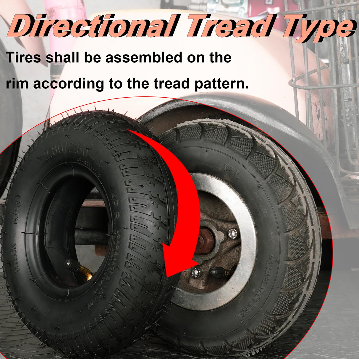 2.80/2.50-4 Tire Inner Tube, 2.80-4 Scooter Tires and Tubes 64-350 2 Pack