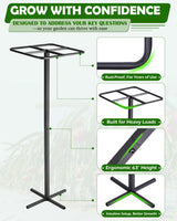 Metal Dragon Fruit Trellis 62" - Adjustable Heavy Duty Metal Plant Support with Square Top Design for Climbing Plants and Vertical Gardening, Powder-Coated Black for Garden, Patio, Indoor Use