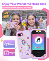 Fiechcco Gifts for Girls Age 6-8 Smart Phone Easter Christmas Stocking Stuffers for Kids Toy for Teenage 3 4 5 7 9 6 8 Year Old Birthday Gift Ideas with 8G SD Card (Purple)