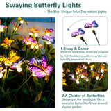 TONULAX Solar Garden Lights - 4 Pack Swaying Butterfly Light, Swaying in The Wind, Solar Outdoor Lights, Yard Patio Pathway Decoration, High Flexibility Iron Wire & Realistic Butterflies(4 Pack)