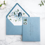 PONATIA 50PCS A7 Euro Flap Envelopes, 5.25 x 7.25'' Dusty Blue Flowers Liner Envelopes for Wedding Invitations, Photos, Postcards, Greeting Cards, Christmas Gift Cards, Acrylic Mailing, 5x7 envelopes