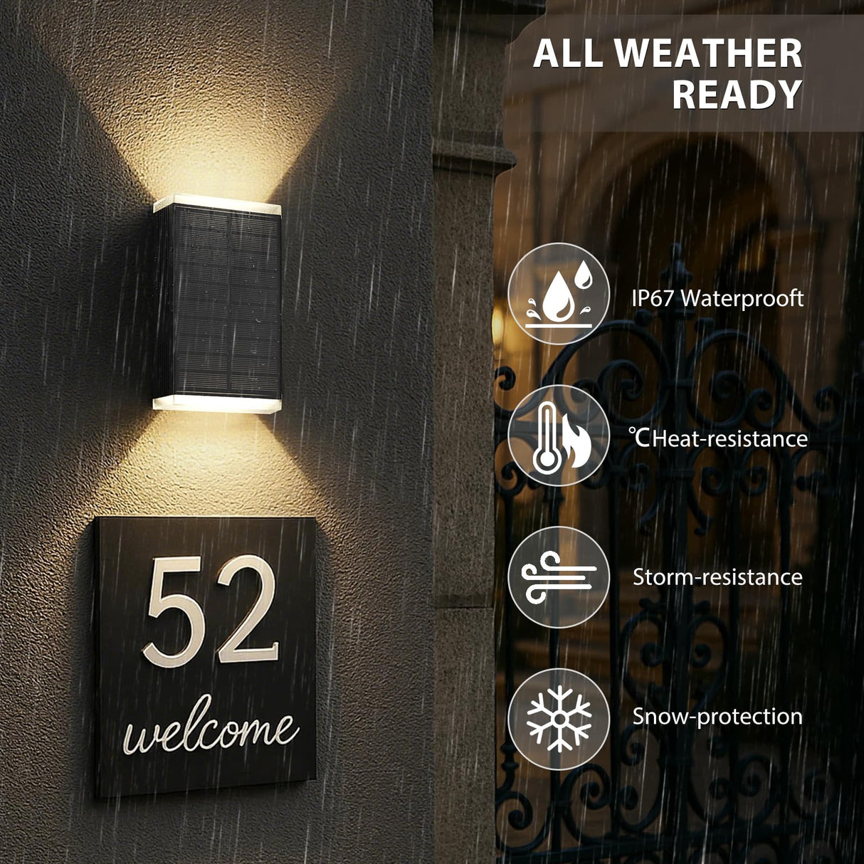 UGDLUCK Solar Wall Light Outdoor,3000/4000/6000K 3 Modes Dusk to Dawn Lighting Wall Sconce IP67 Waterproof Up and Down Solar Lights Outdoor for House, Garage, Porch,Doorway (2 Pack)