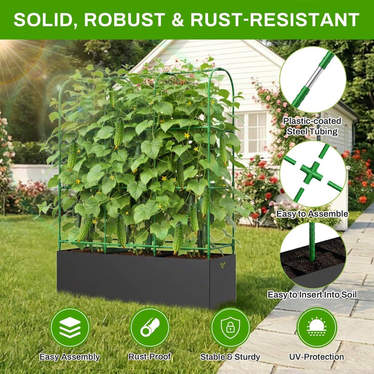 63"x49"Cucumber Trellis with Grow Bag,U-Shape Trellis for Climbing Plants