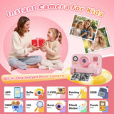Instant Print Camera for Kids, App Printing, 1080P Video, Dual-Lens Selfie Digital Camera with 32G SD, Christmas Birthday Gifts for Girls Boys 4 5 6 7 8 9 10 11 12 Year Old, Portable Toddler Toy