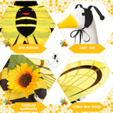FuWeave Summer Bee Porch Goose Outfit for 23" Porch Goose Clothes with Bee Wings Sunflower for Spring Summer Outdoor Statue Garden Deck Patio Yard Lawn Art Decoration
