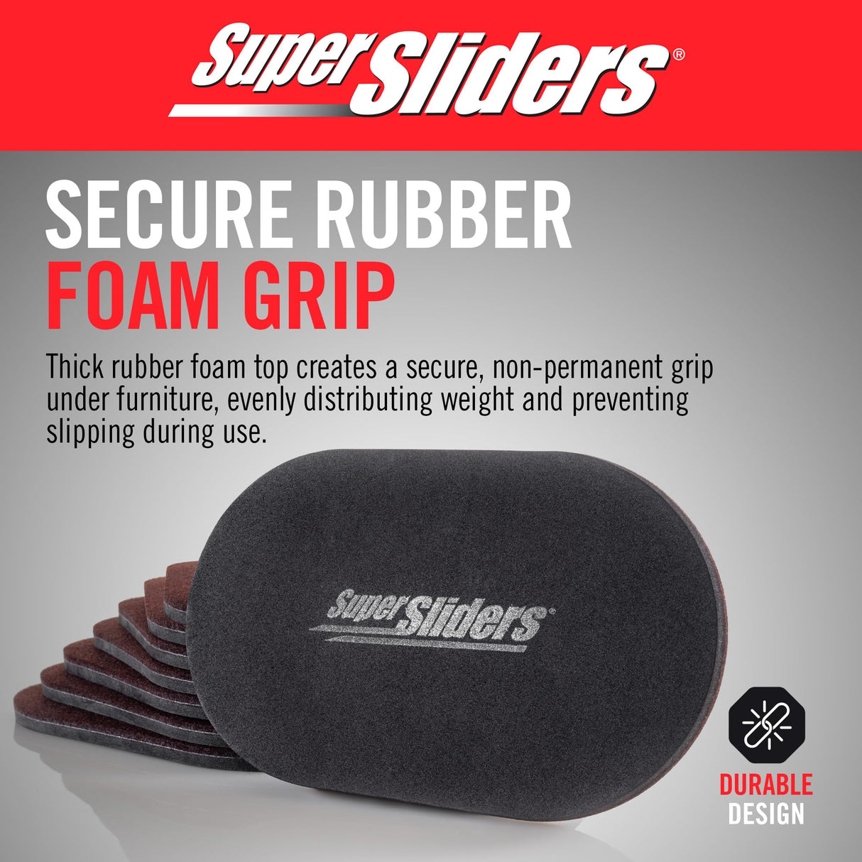 Super Sliders 5-3/4" x 9-1/2" XL Oval Reusable Felt Furniture Sliders for Hard Surfaces, Anti-Slip Protective Furniture Moving Pads for Beds, Sofas, Dressers, Set of 8, Brown