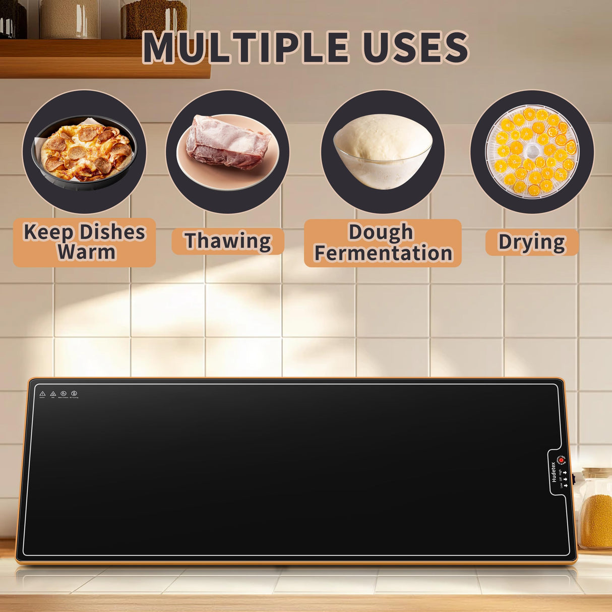 Warming Mat for Food (Extra Long 47"x12"), Warming Trays for Buffets Party & Daily Use, Temperature Control Food Warmer, Full Surface Warm Tempered Glass Food Warming Mat, Black Electric Warming Tray