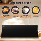 Warming Mat for Food (Extra Long 47"x12"), Warming Trays for Buffets Party & Daily Use, Temperature Control Food Warmer, Full Surface Warm Tempered Glass Food Warming Mat, Black Electric Warming Tray