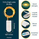 MUMUXI 24 Pack 7.2ft Fairy Lights Battery Operated String Lights, 20 Mini Battery Powered LEDs for Centerpiece Table Decorations, Wedding Party Bedroom Mason Jar Christmas, Warm White