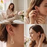 Two Tone Twisted Drop Earrings for Women Gold and Silver Dangle Earrings