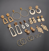 Tornito 12 Pairs Clip on Drop Earrings Leaf Round Square Trapezoid Rectangle Hoop Geometric Drop Dangle Statement Earrings Lightweight Clip on Earrings Non Piercing Set for Women Gold Tone