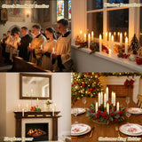 MUMCHASI 24 Packs Flameless Taper Candles Battery Operated Candlestickes Electric LED Candles Flickering Christmas Candlesticks Warm Yellow Light Halloween Fall Decor H: 6 inches No Remote