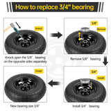 4Pc,13x4.0-6 Flat Free Tire and Wheel Replacement for Gorilla Cart,5/8"Axle