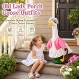 Old Lady Porch Goose Outfits with Floral Dress for 23" Cement Goose Statues