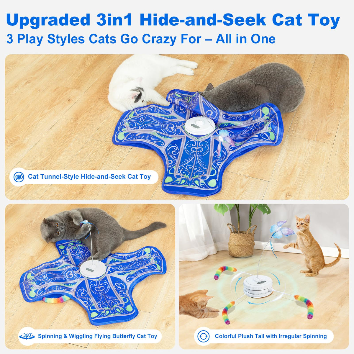 Qraxond Interactive Cat Toys for Indoor Cats,Automatic Kitten Tunnel Toy