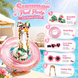 GJL Porch Goose Bikini Outfits with Inflatable Pool Ring, Sunglasses & Wig, Hawaiian Costume for 23 Inch Plastic Cement Goose Statue, Summer Porch Goose Outfit for Pool Party Yard Lawn Garden Decor
