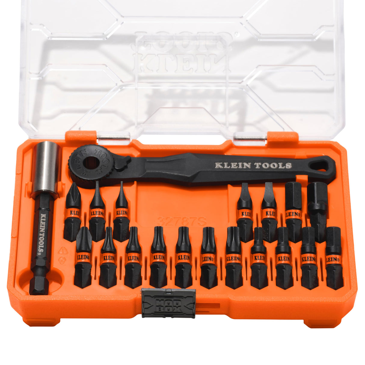Klein Tools 32787S Slim Micro-Ratchet ProFlex Impact Driver Bit Set, 20-Piece, S2 Steel, MODbox Compatible Storage Case, Magnetic Bit Holder