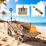 Kesfferch Beach Wagon with Big Wheels for Sand – 10" Balloon Tires & 450lb Heavy Duty Foldable Cart | Removable All-Terrain Design for Camping, Garden, Beach & Groceries