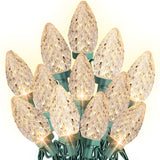 Dazzle Bright C9 Christmas String Lights, 100 LED 66 FT Waterproof Connectable Green Wire Fairy Lights, Christmas Lights for Indoor Outdoor Home Yard Xmas Tree House Decorations (Warm White)