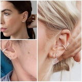 Small Silver Hoop Earrings for Women- Huggie Hoops Cartilage Earring Set