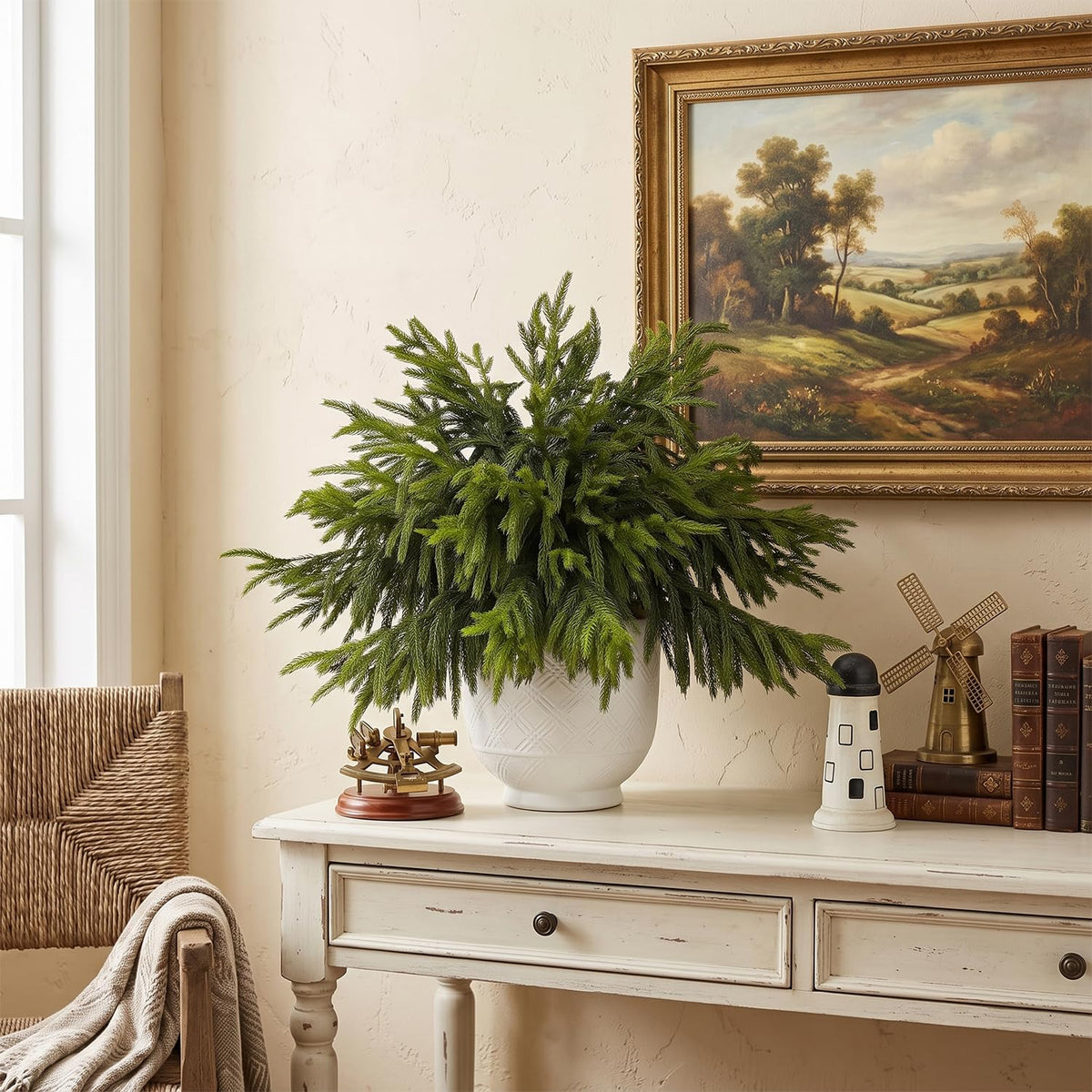 CCPanda 20 Pcs Christmas Artificial Norfolk Pine Branches 18" Real Touch