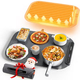 Food Warming Mat, Food Warmers for Parties Buffet, Silicone Heating Mat with 7 Temperature Settings, Roll-Up Storage, 17.91"x12.8", Grey