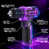 Cordless Drill：DEKOPRO 12V Power Drill Set 800RPM Electric Drills Small Drills with 3/8-inch Keyless Chuck and Portable Tool Set Gift Box (Purple)