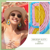 Kigeli 6 Pair Beach Raffia Earrings Summer Statement Rattan Earrings Heishi Drop Hoop for Women Colorful Beaded Tassel Dangle Boho Earring Handmade Jewelry Teacher Gift(Rainbow Color)